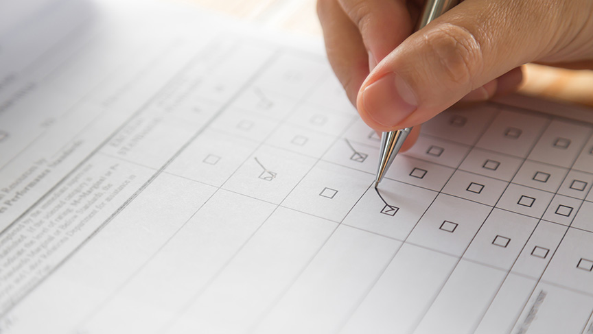 close up of a questionnaire being filled out