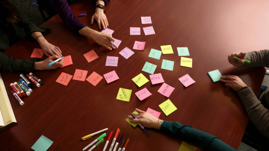 two people collaborating on a project